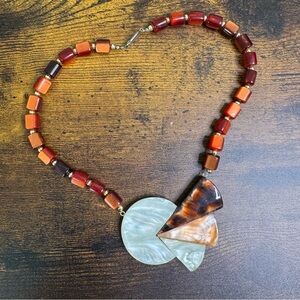 Art Deco Necklace Brown Lucite MCM 1960’s Wearable Art 2026 Runway Jewelry Trend